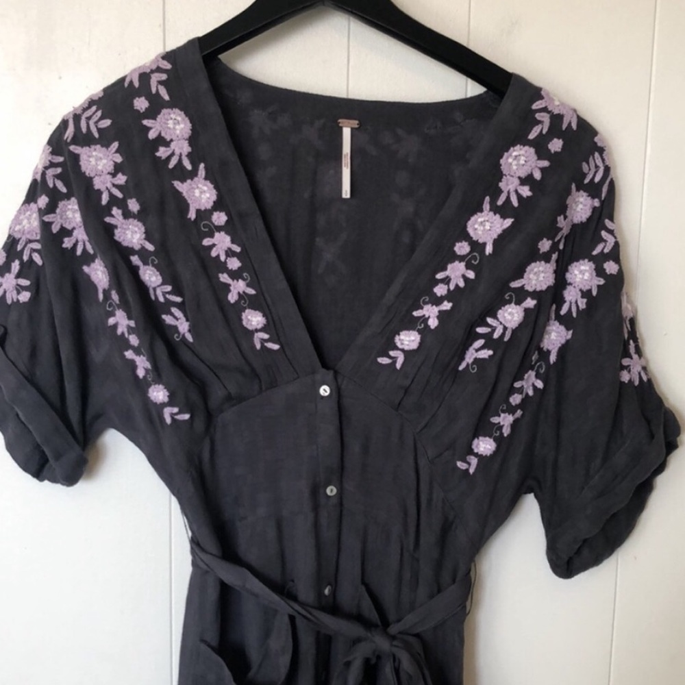 Free People Embroidered Tie Waist Midi Dress - Picture 5 of 10